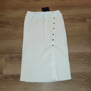 Marc New York Andrew Marc Ivory Ribbed Stretchy Pencil Skirt Women's Size XS New